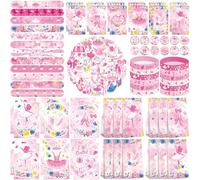 Ballet Party Favors, 12 Goodie Bags, 12 Mini Notepads, 12 Rubber Bracelets, 50 Stickers, 12 Assemble Stickers, 12 Button Badges, 12 Slap Bracelets for Girls Dance Ballerina Party Supplies, 122PCS