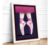 Ballet Pointe Shoes Modern Framed Wall Art Print A2 (59.4×42cm) White, Wall Decor for Living Room, Bedroom, Office & Home, Ready to Hang, Art Gift