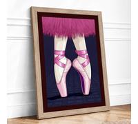 Ballet Pointe Shoes Modern Framed Wall Art Print A3 (42×29.7cm) Oak, Wall Decor for Living Room, Bedroom, Office & Home, Ready to Hang, Art Gift