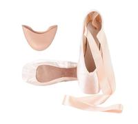 Ballet Pointe Shoes,Pink Dance Shoes,Pink Ballet Flats,with Sewn Ribbon for Girls Women(Satin Lace)