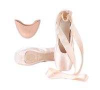 Ballet Pointe Shoes,Pink Dance Shoes,Pink Ballet Flats,with Sewn Ribbon for Girls Women(Satin Lace)