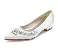 Ballet Pumps Wedding Shoes for Bride Bridal Flats Satin Pointed Toe