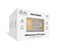Ballet REAL Bitcoin Gold-Plated 3-Pack Cold Storage Wallet Cards | 24K Gold-Plated Stainless Steel | Split Holdings & Gifting | Non-Electronic | Ballet Crypto App | 1,000+ Coins & NFTs