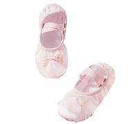 Ballet Shoe, Girls Elastic Ballet Slippers Split Sole Stretch Canvas Dance Shoes Bow Tie Ballroom Dance Shoe School Wide Fit Practice Gymnastics Shoes Pink Size 8.5