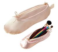Ballet Shoe Makeup Bag, Ballet Slipper Pouch for Cosmetics - Satin Slipper Pencil Case, Toiletry Bag for Dancers, Ballerinas, Champagne.