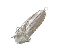 Ballet Shoe Shaped Makeup Bag with Zipper Star Accents Spacious Satins Cosmetic Pouches for Travel Jewelry Storage