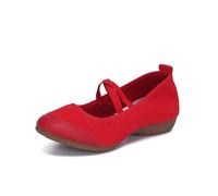 Ballet Shoe Shoes for Square Dance Flat Heel Soft Bottom Canvas Tip Practice Teachers' Latin(Red Whole Cloth,36)