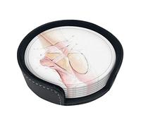 Ballet Shoes Coasters For Drinks, 6 Pcs Leather Coaster With Holder, Round Cup Mat Pad Set For Home And Kitchen 3.9 Inches