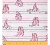 Ballet Shoes Fabric by The Yard Gymnastics Lover Hobby Activity Fabric for Kids Teens Adults Girly Pink Stripes Arts Crafts and Sewing Fabric for Quilting Sewing DIY Gift,1 Yard