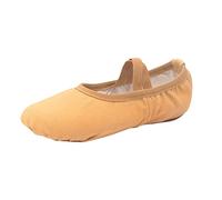 Ballet Shoes for Girls Ballet Flat Split Sole Full Sole Gymnastic Dance Slippers Yoga Dance Shoes Canvas Ballerina with Crossing Elastic Straps for Toddlers Kids (Yellow, 13.5 Big Kids)
