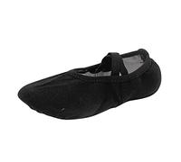 Ballet Shoes for Girls Ballet Flat Split Sole Full Sole Gymnastic Dance Slippers Yoga Dance Shoes Canvas Ballerina with Crossing Elastic Straps for Toddlers Kids (Black, 1.5 Big Kids)