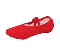 Ballet Shoes for Girls Ballet Flat Split Sole Full Sole Gymnastic Dance Slippers Yoga Dance Shoes Canvas Ballerina with Crossing Elastic Straps for Toddlers Kids (Red, 2.5 Big Kids)