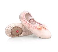 Ballet Shoes for Girls, Ballet Shoes 2 Pairs Lovely Canvas Soft Sole Girls Children Lace Ballet Practice Dance Shoes for Kids(Beige,Size 29)
