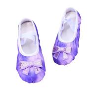 Ballet Shoes for Girls Bow Glitter Ballet Dance Shoes Sequin Leather Split Sole Dance Slippers Flats Performance Gymnastics Practice Outfit Purple Size 11