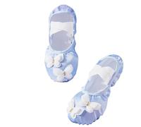 Ballet Shoes for Girls Canvas Dance Shoes Split Sole Ballerina Slippers, Bow Tie Ballroom Dance Shoes School Professional Practice Gymnastics Flats Blue Size 8.5