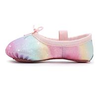 Ballet Shoes for Girls Glitter Ballet Dance Shoes Leather Dance Slippers Full Sole Ballet Dance Flats for Childrens Kids Toddler for Dance Performance Gymnastics Pink 5.5 Little Kid
