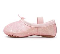 Ballet Shoes for Girls Glitter Ballet Dance Shoes Leather Dance Slippers Full Sole Ballet Dance Flats for Childrens Kids Toddler for Dance Performance Gymnastics Pink 6 Little Kid