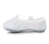 Ballet Shoes for Girls Glitter Ballet Dance Shoes Leather Dance Slippers Full Sole Ballet Dance Flats for Childrens Kids Toddler for Dance Performance Gymnastics White 6 Toddler