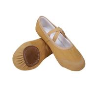 Ballet Shoes for Girls Glitter Ballroom Dance Shoes, Kids Split Leather Sole Dance Slippers Flats School Professional Performance Gymnastics Practice Outfits Yellow Size 13