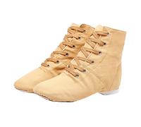 Ballet Shoes for Girls Knitted Elasticated Lace-up Solid Color Footwear Ankle Length Split Sole Breathable Shoes Lightweight Breathable Footwear for Ballet and Jazz Dancing Khaki