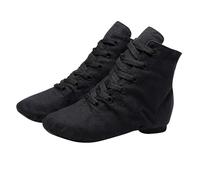 Ballet Shoes for Girls Knitted Elasticated Lace-up Solid Color Footwear Ankle Length Split Sole Breathable Shoes Lightweight Breathable Footwear for Ballet and Jazz Dancing Black
