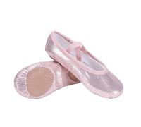 Ballet Shoes for Girls Slipper Full Leather Sole Ballet Flats Shoes Solid Color Soft Soled Practice Dance Shoes Elastic Strap Lightweight Footwear for Canvas Yoga Gymnastic Pink