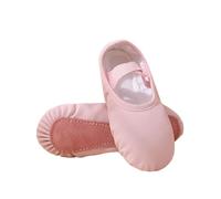 Ballet Shoes for Girls Solid Color Dance Shoes Soft Soled Practice Elastic Strap Shaped Footwear Lightweight Flats Split Sole Leather Ballet Footwear for Dance Training and Performance Pink