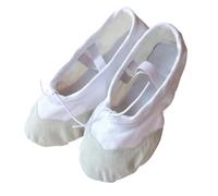 Ballet Shoes for Girls Solid Color Leather Head Indoor Exercising Shoes Yoga Practice Slippers Gym Children Canvas Ballet Dance Girls Woman Kids(White,5 UK)