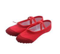 Ballet Shoes for Girls Split Sole Leather Dance Shoes, Basic Ballet Flats Slippers Ballroom Dance Shoes Canvas School Professional Practice Outfit Red Size 2.5