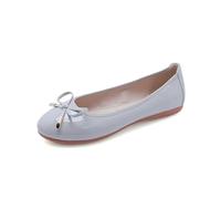 Ballet Shoes for Girls, Women and Girls Soft Bow Ballet Flats, Pale Pink Upper with Small Bow and Low Profile Sole, Round Toe, Slip on Opening, Comfortable Soft Sole Footwear for Practice (Grey, 5.5)