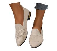 Ballet Shoes for Girls, Women Cream Woven Flats, Pointed Loafer Inspired Upper Worn with Jeans, Slip on Opening and Soft Low Sole for Weekend Outfits, Commuting and Casual Office wear (Beige, 3.5)