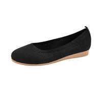 ballet shoes for girls, women knit low wedge flats, olive textured upper with tan outsole edge, rounded toe, slip on opening, comfortable soft sole footwear for casual office, shopping an (Black, 3.5)