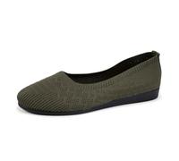 Ballet Shoes for Girls, Women Low Wedge Ballerina Flats, Black Textured Upper with Slightly Raised Sole, Round Toe, Slip on Opening, Comfortable Soft Sole Footwear for Daily Walks (Green, 5)