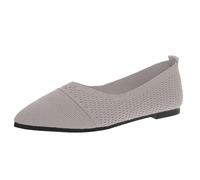 Ballet Shoes for Girls, Women Pointed Toe Knit Flats, Pale Green Textured Upper and Slim Silhouette, Pointed Toe, Slip on Opening, Comfortable Soft Sole Footwear for Work, Brunch and smart (Khaki, 5)