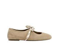 Ballet Shoes for Girls, Women Taupe Canvas Dance Flats, Rounded Toe Training Footwear with tie Fastening, Soft Sole and Flexible Low Shape for Studio Sessions and rehearsals (Beige, 3.5)