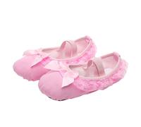Ballet Shoes,Girls Ballet Dance Shoes,Lace Bow Canvas Kids Dance Slippers, Split Sole Pink