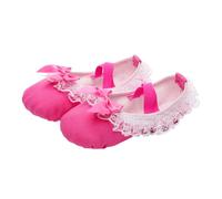 Ballet Shoes,Girls Ballet Dance Shoes,Lace Bow Canvas Kids Dance Slippers, Split Sole Rose Red
