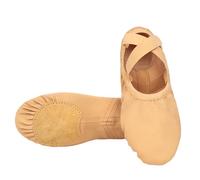 Ballet Shoes Girls Dance Slippers Canvas Gymnastic Yoga Shoes Split Sole Canvas Elastic for Kids and Adult Light Brown