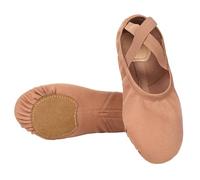 Ballet Shoes Girls Dance Slippers Canvas Gymnastic Yoga Shoes Split Sole Canvas Elastic for Kids and Adult Brown
