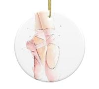 Ballet shoes Print Christmas Tree Ceramic Hanging Decorative Ornaments â€“ Round Keepsake for Xmas, Home Party, Holiday