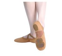 Ballet Shoes Professional Gymnastics Yoga Shoes Soft Three Split Sole Women Girls Classical Dance Stretch Mesh Splice Ballet Slippers(Tan,36)