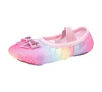 Ballet Shoes Rainbow Ballet Slippers with Cute Butterfly Ballet Flats Split Leather Sole Dance Shoes Elegant Fashion Girls Shoes Glitter Ballet Performance Shoes, pink, 7 UK Child