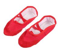 Ballet Shoes Red Soft Sole Size Dance Shoes PU Leather 30 | Elastic Band Design, Foot Protection for Folk and Jazz Dance, Comfortable Wear for Adults