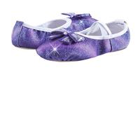 Ballet Shoes Shoes Girls Glitter Flats Ballet Dance Leather for Girls Gymnastic Dance Practice Split-Sole No-Tie with Sparkly Bow(Purple,34)