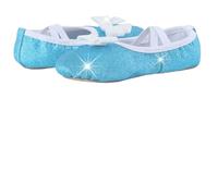 Ballet Shoes Shoes Girls Glitter Flats Ballet Dance Leather for Girls Gymnastic Dance Practice Split-Sole No-Tie with Sparkly Bow(1 Pair Blue,34)