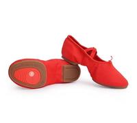 Ballet Shoes, Soft Jazz Salsa Dancing Shoes Sneakers for Girls Yoga Shoes Dance Slippers(Cloth Rubber Red,5.5 UK)