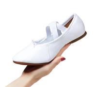 Ballet Shoes Women Dance Shoes Girls Ballet Jazz Salsa Shoes Soft Sole Low Heels Kids Dancing Slippers Pink Black Red Children Latin Sneakers(1Outdoor White 1cm,34)