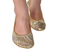Ballet Shoes Women's Belly Dance Shoes Slippers Flat Ballet Gymnastics Dance Shoes Sequin Shoes for Ballet(M) Gold