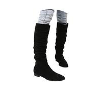 Ballet Shoes Women's Cream Boots Knee-High Platform Shoes Girls Black Trainers Leather Chunky Boot with High Heel and Zip Women's Shoe (Black #1, 7)
