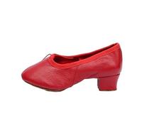 Ballet Shoes Women's Dance Shoes mid Heel Leather Girls Ballet Belly Yoga(Genuine Leather RD,3.5)